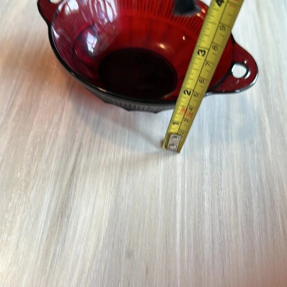 4 Deep Red Vintage Mid-Century ANCHOR HOCKING ROYAL Berry serving set cream jug